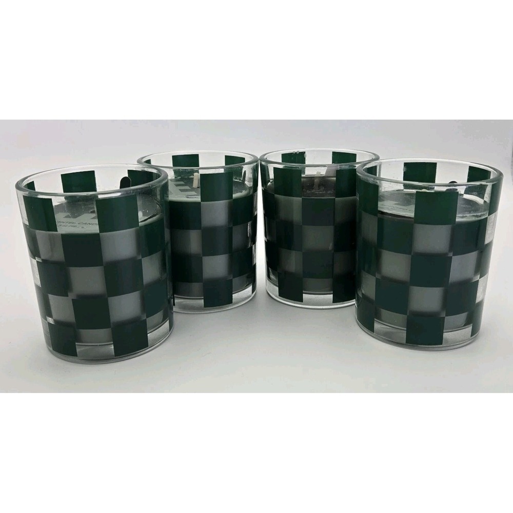 4 PC Decorative Scented Candle Set Target Bullseye Green Checkered